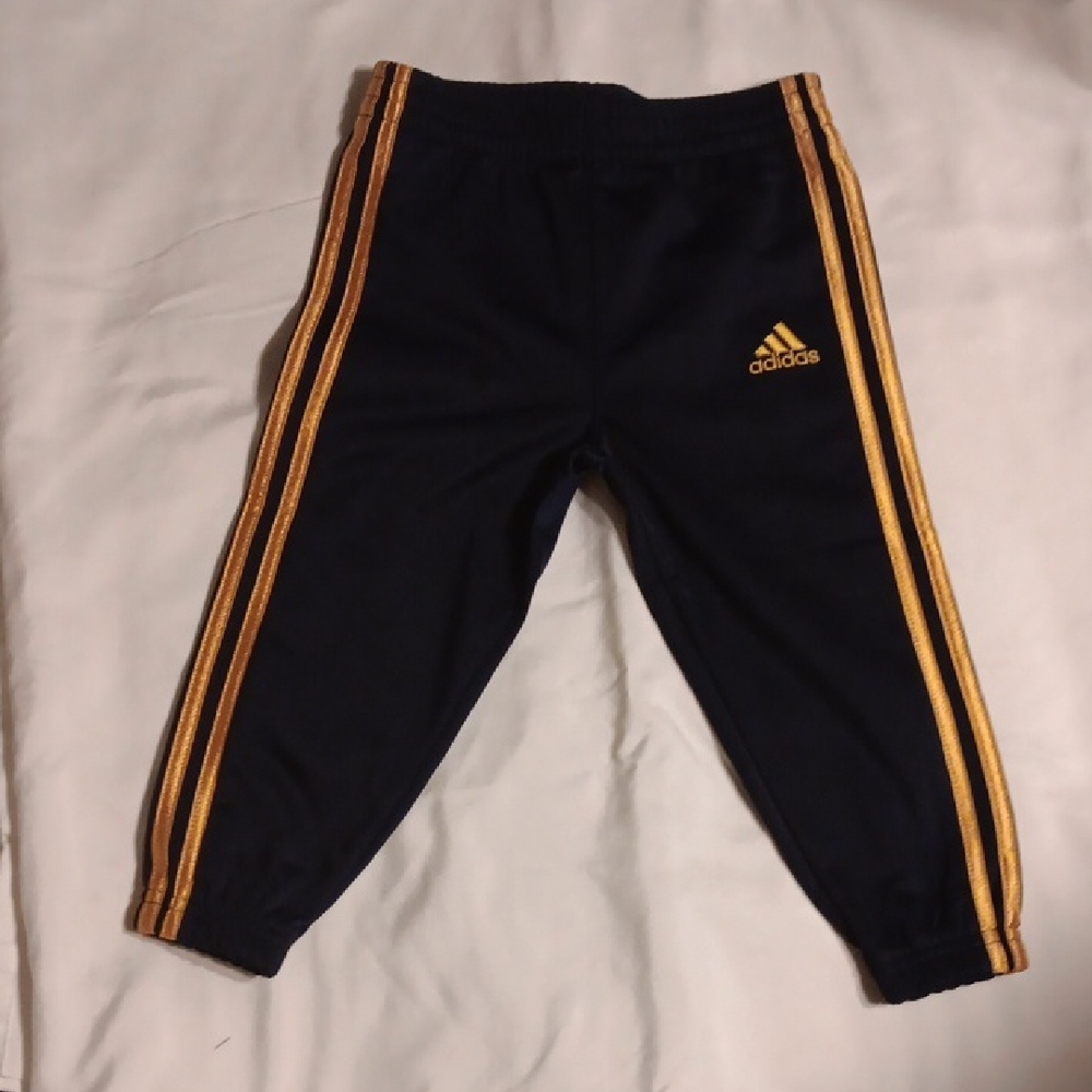 Adidas Toddler Dark Blue Joggers with Gold Accents, Sz. 18 months